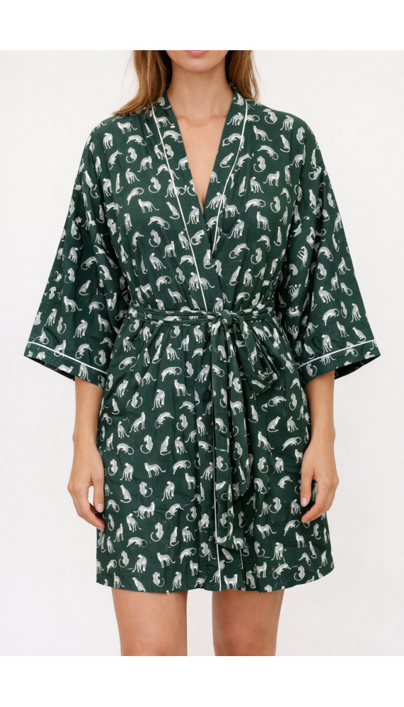 Kimono léopard vert