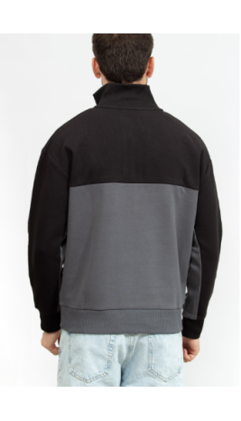 Sweat col zippé - Textured Debossed