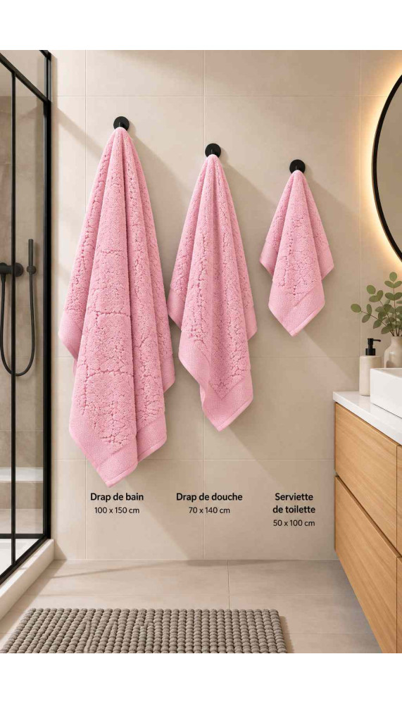 Drap de bain - Rose poudre