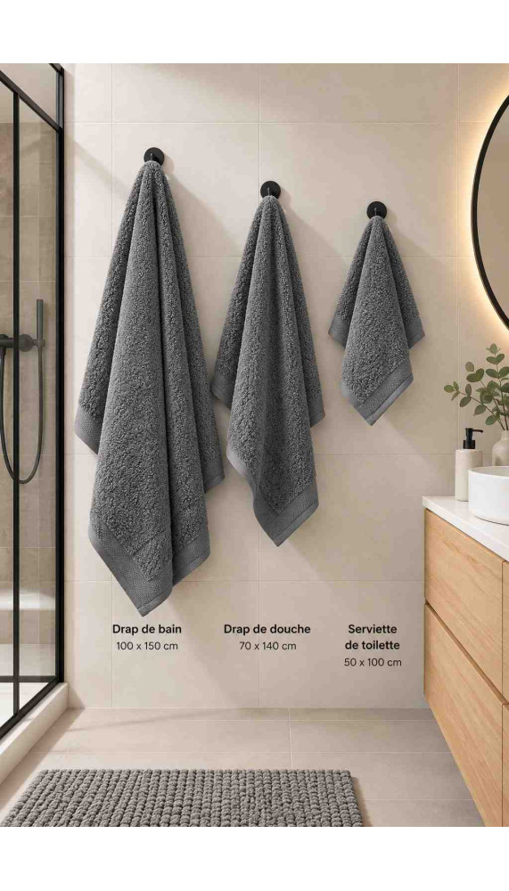 Drap de douche - Gris anthracite