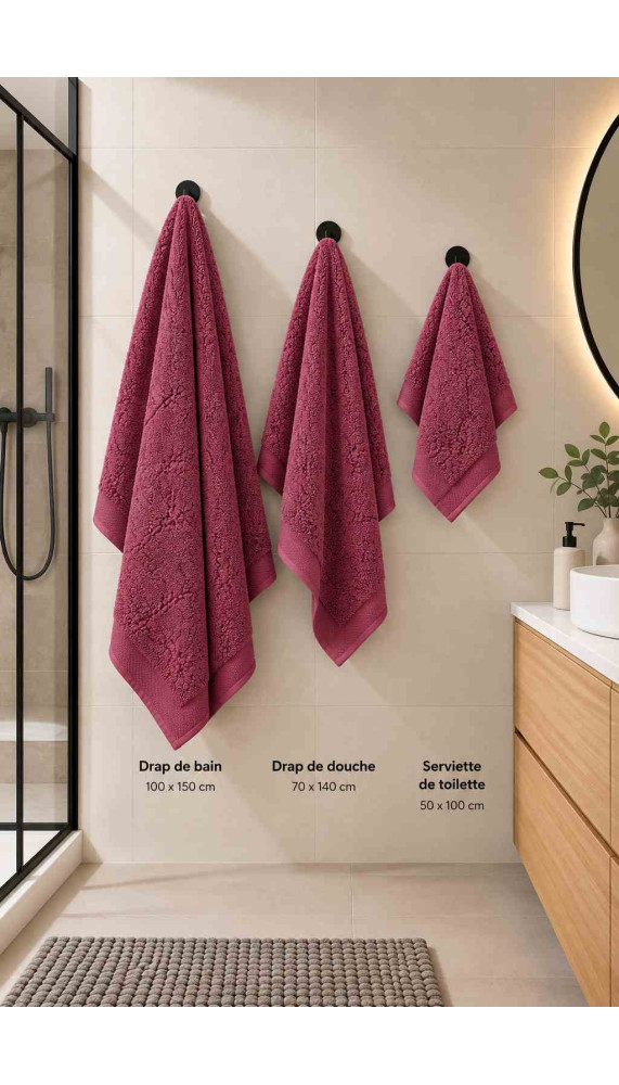 Drap de douche - Prune